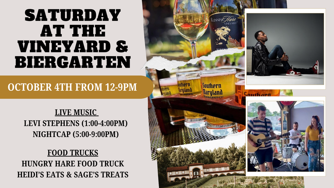 Saturday at the Vineyard and Biergarten on October 4th from 12-9pm!