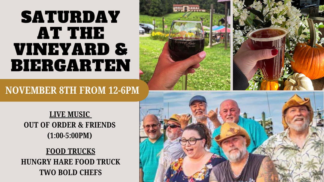 Saturday at the Vineyard and Biergarten on November 8th from 12-6pm!