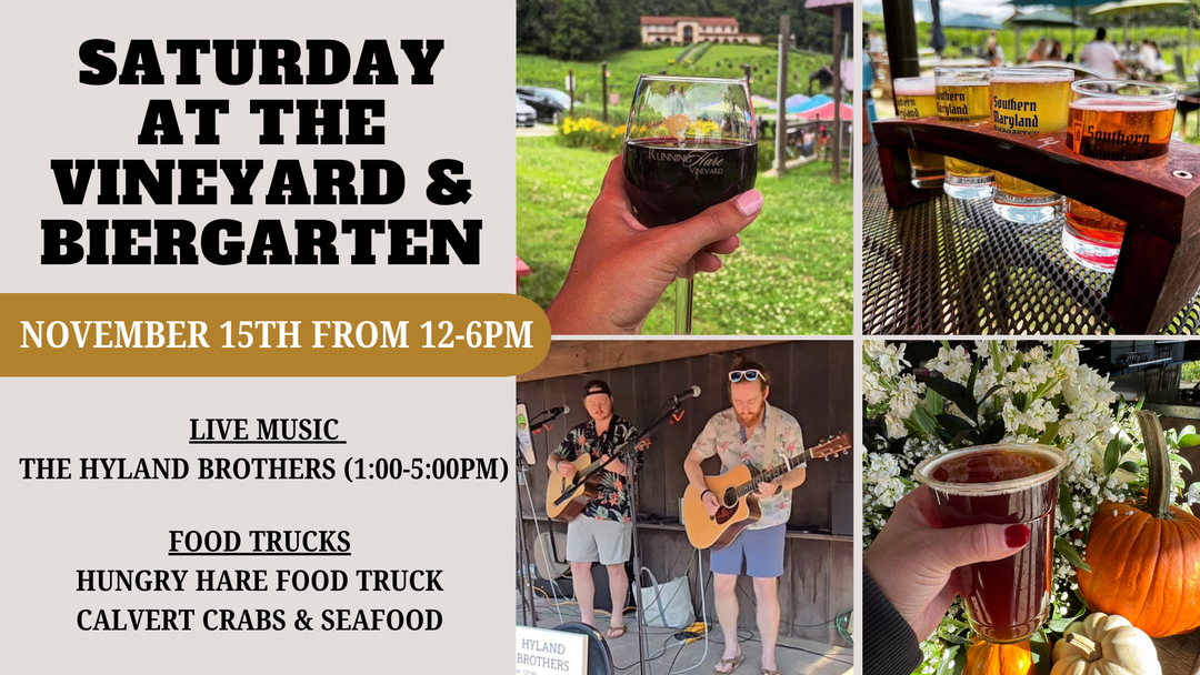 Saturday at the Vineyard and Biergarten on November 22nd from 12-6pm!