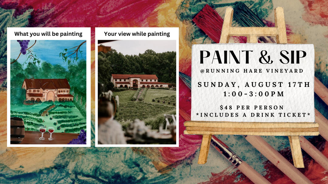 Paint & Sip on Sunday, August 17th from 1:00-3:00pm!
