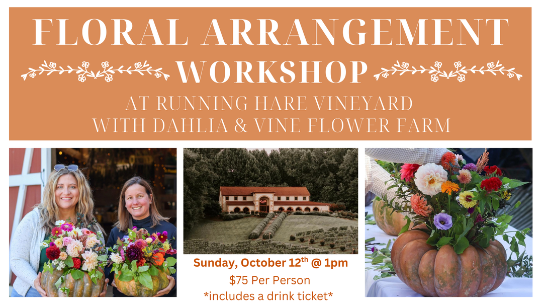Fall Floral Arrangement Workshop on Sunday, October 12th at 1:00pm!
