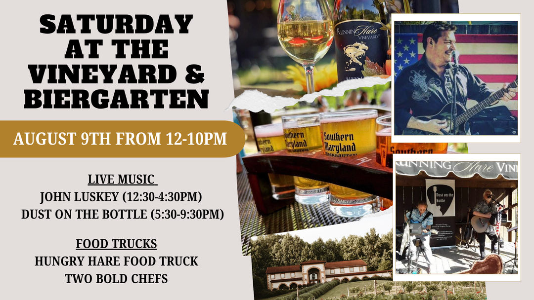 Saturday at the Vineyard and Biergarten on August 9th from 12-10pm!