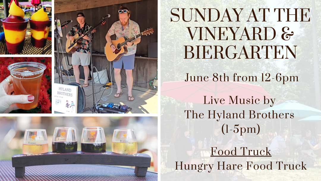 Sunday at the Vineyard and Biergarten on June 8th from 12-6pm!