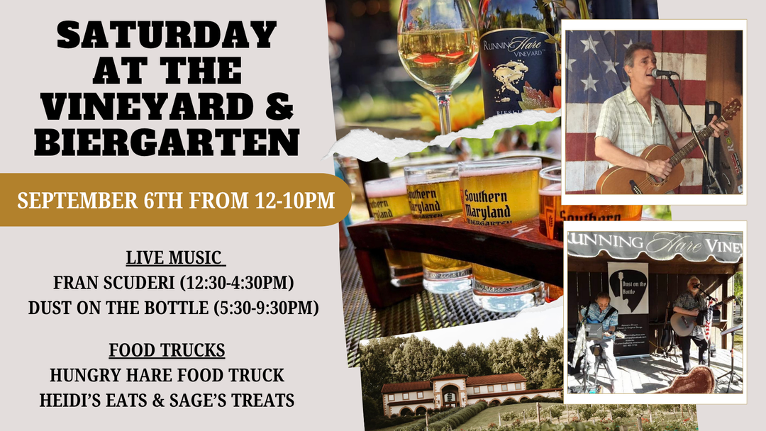 Saturday at the Vineyard and Biergarten on September 6th from 12-10pm!