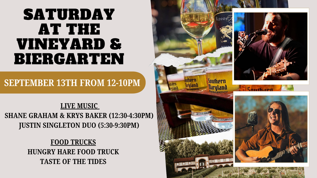 Saturday at the Vineyard and Biergarten on September 13th from 12-10pm!