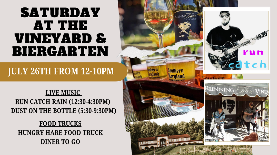 Saturday at the Vineyard and Biergarten on July 26th from 12-10pm!