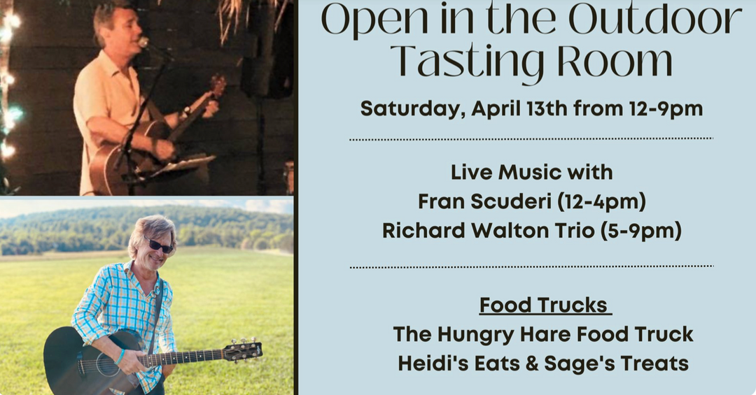 Live Music with Fran Scuderi (12-4pm) and Richard Walton Trio (5-9pm) on Saturday, April 13th