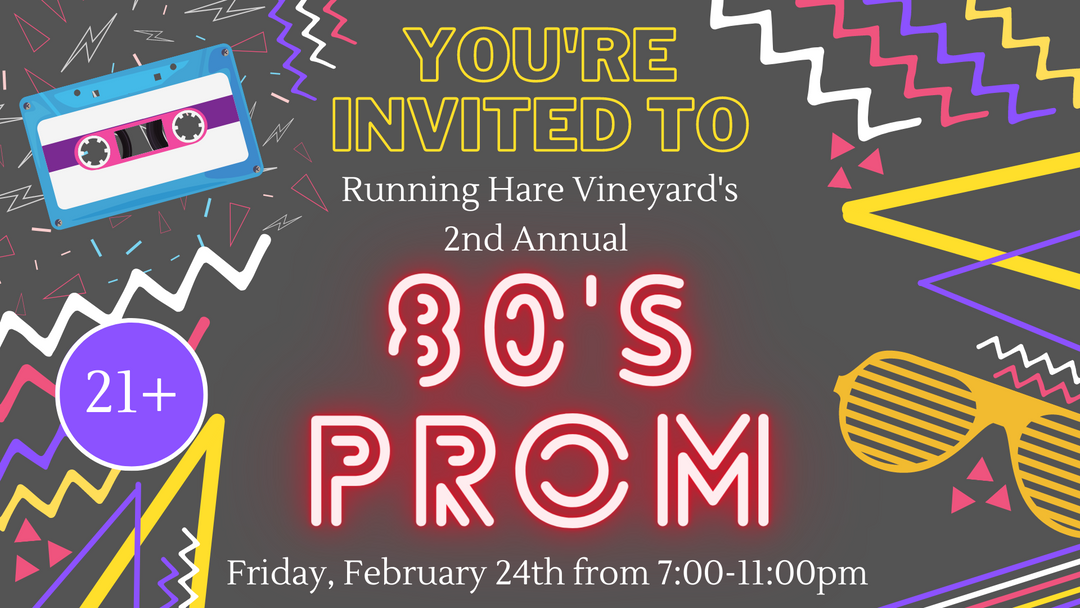 2nd Annual 80's Prom on Friday, February 24th from 7:00-11:00pm