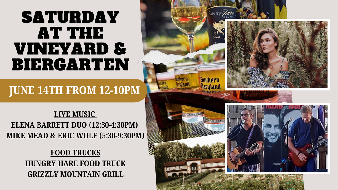 Saturday at the Vineyard and Biergarten on June 14th from 12-10pm!