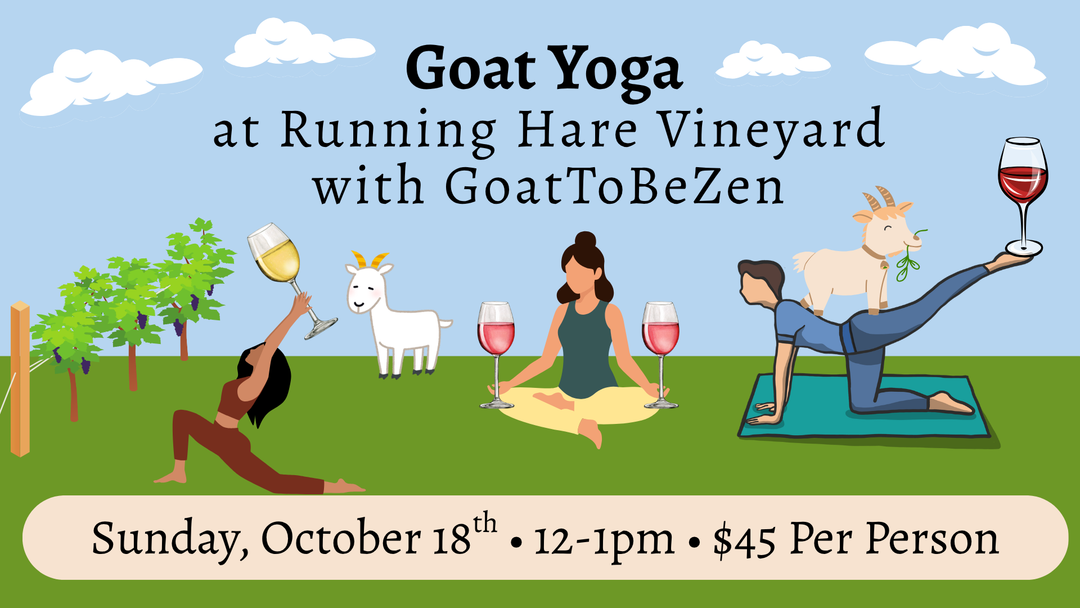 Goat Yoga at the Vineyard on Sunday, October 18th from 12:00-1:00pm
