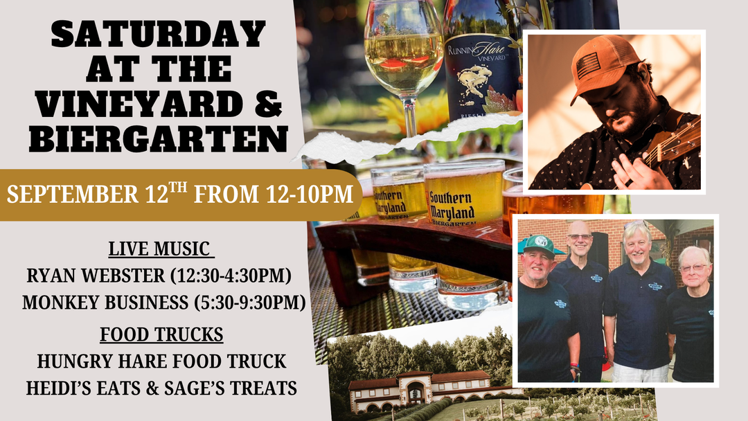 Saturday at the Vineyard and Biergarten on September 12th from 12-10pm!