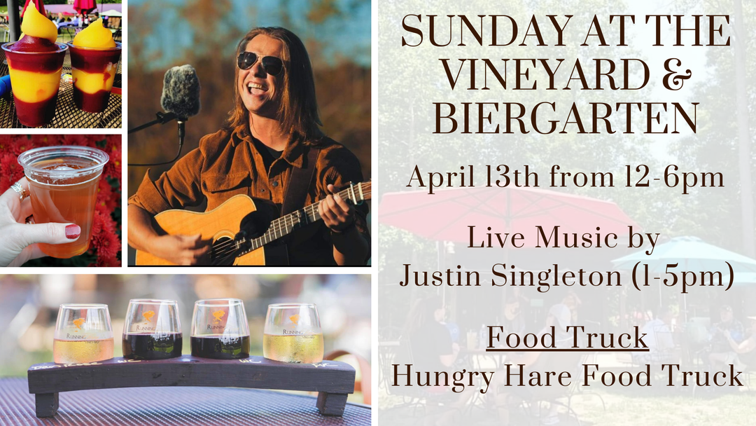 Sunday at the Vineyard and Biergarten on April 13th from 12-6pm!
