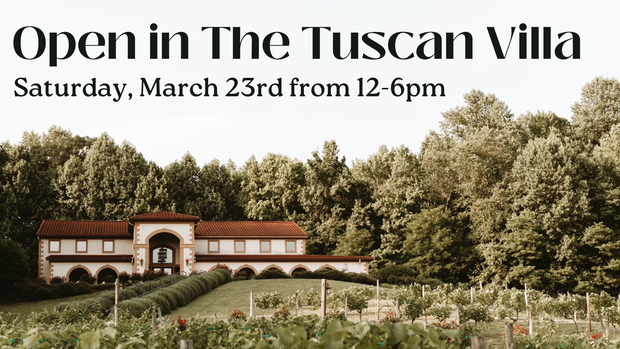 Open in the Tuscan Villa on Saturday, March 23rd from 12-6pm