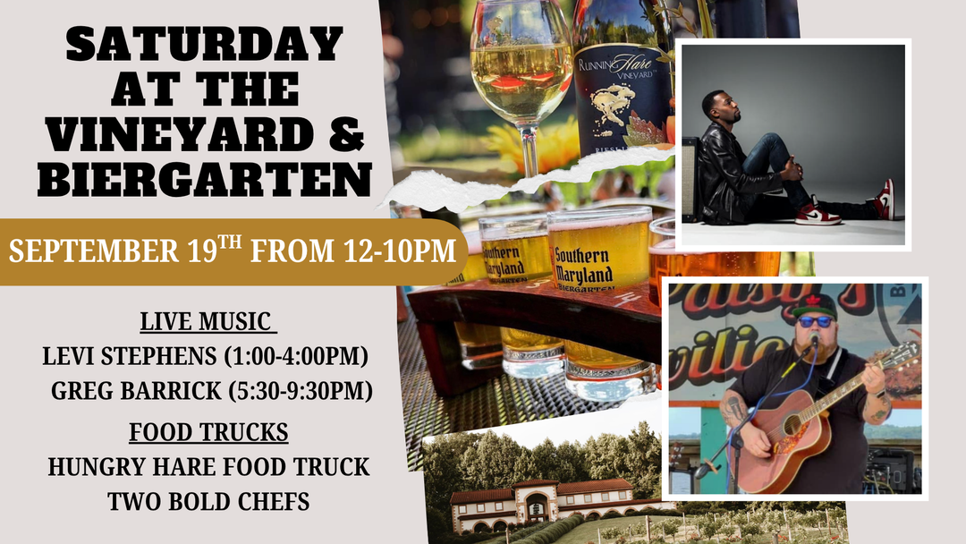 Saturday at the Vineyard and Biergarten on September 19th from 12-10pm!