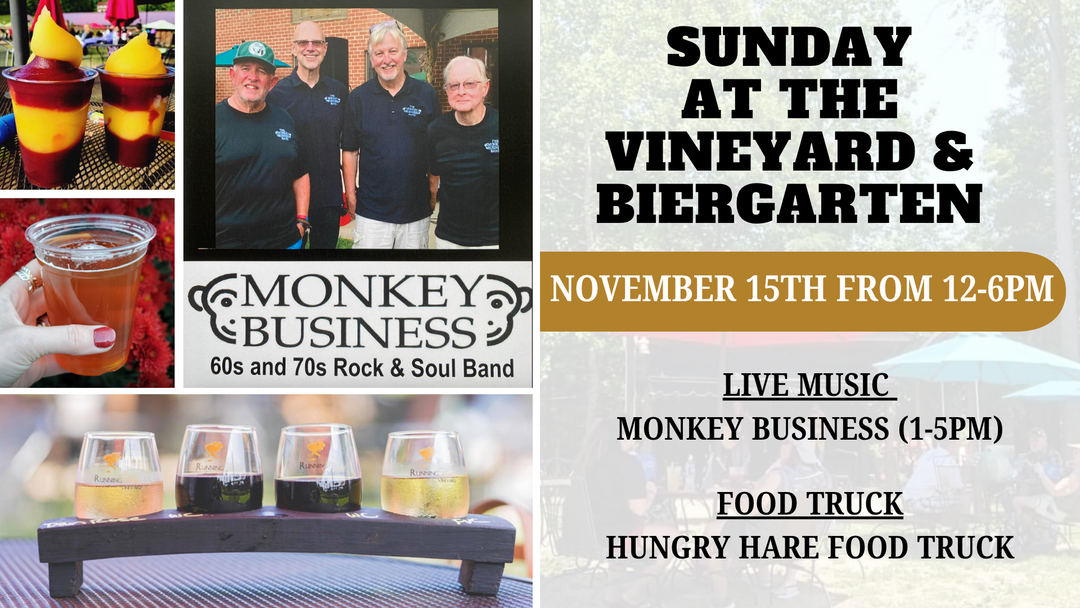 Sunday at the Vineyard and Biergarten on November 15th from 12-6pm!
