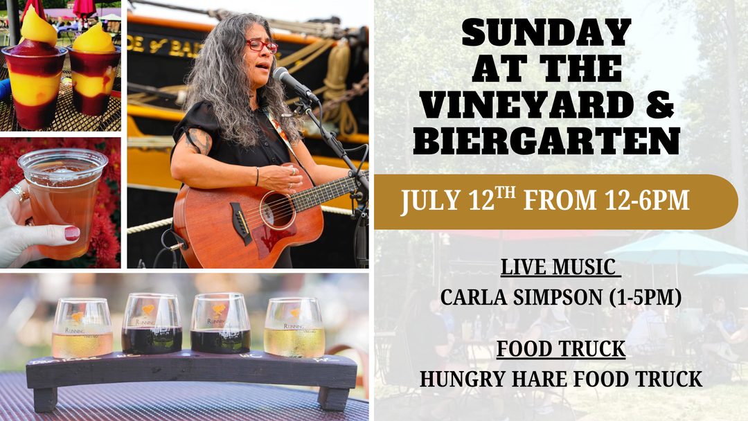 Sunday at the Vineyard and Biergarten on July 12th from 12-6pm!