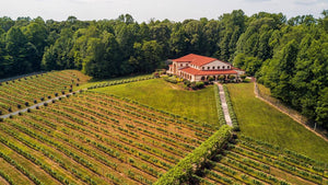 aerial shot of winery