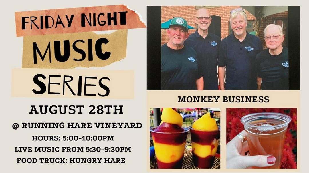 Friday Night Music Series Featuring Monkey Business on August 28th!