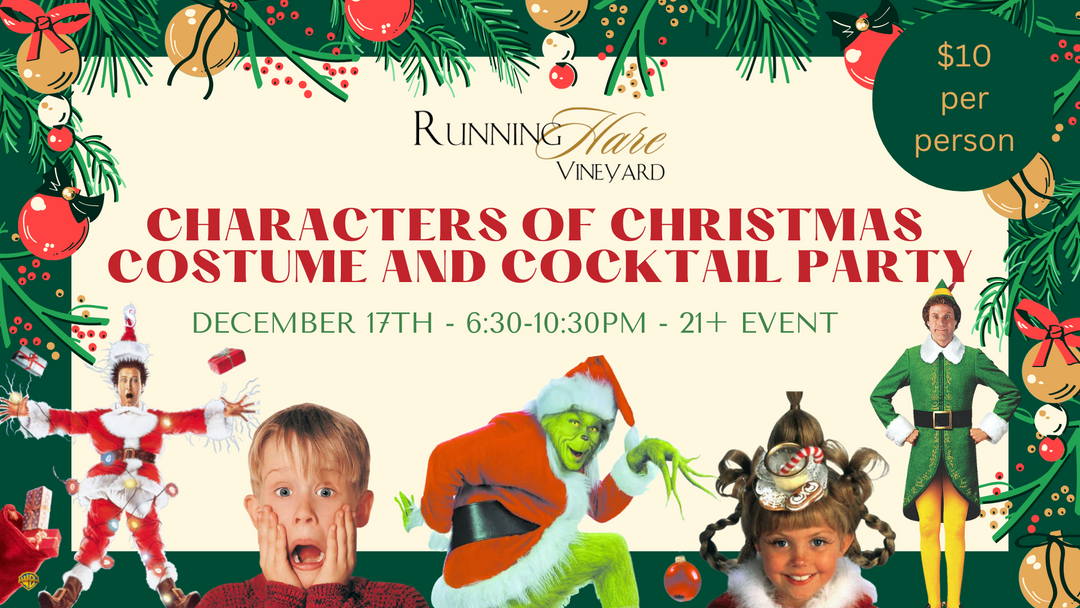 Characters of Christmas Costume and Cocktail Party on Saturday, December 17th from 6:30-10:30pm